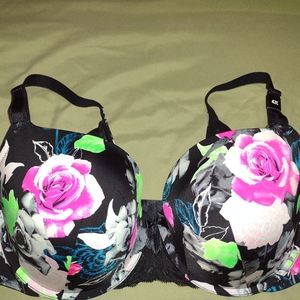 Torrid 42C Push-Up T-Shirt Bra - Black Multicolor Flower NWT